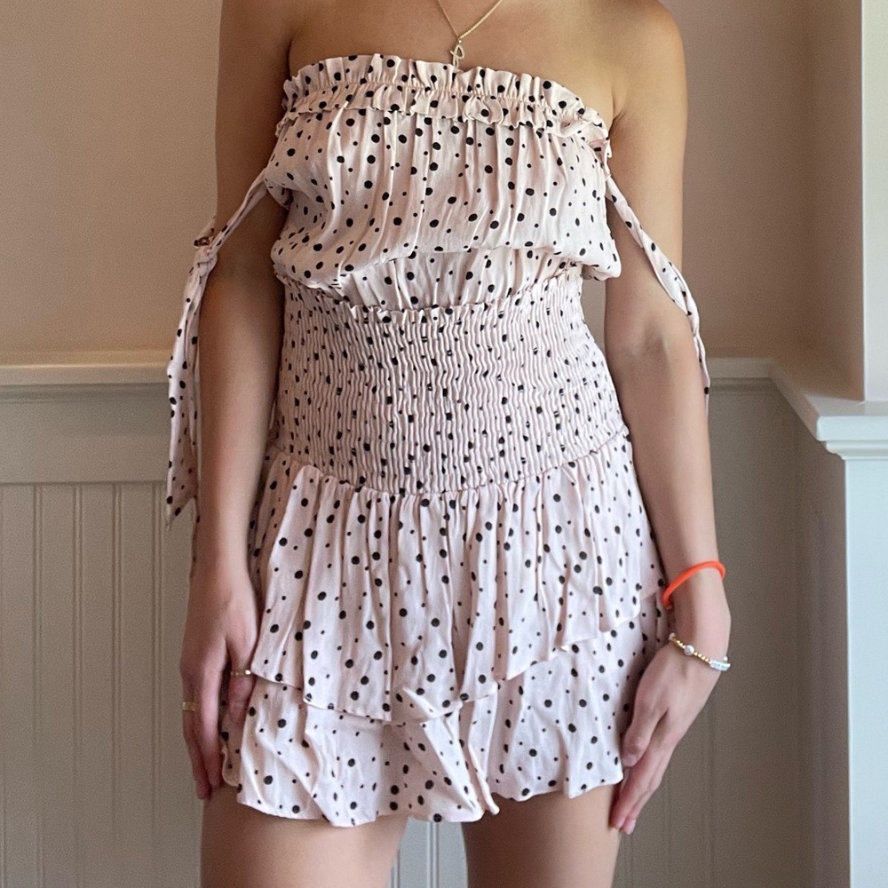 Blue Life Women’s Pink and Black Polka Dot Preppy Mini Dress Size XS